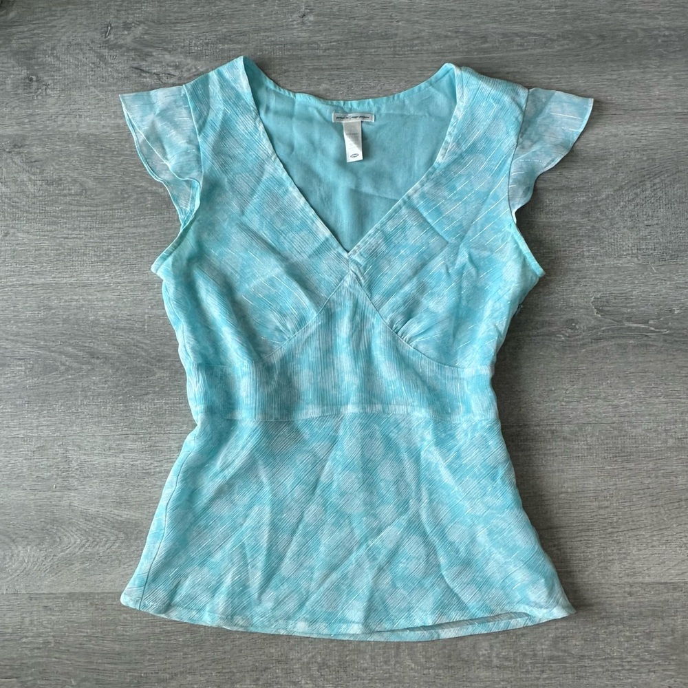 🌹5 for $50🌹Old Navy Light Aqua Blue V-Neck Flutter Sleeve Top